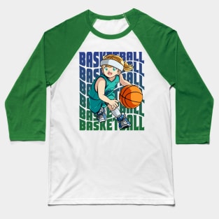 Girl Basketball Player Hoops Dribbling Ball Baseball T-Shirt